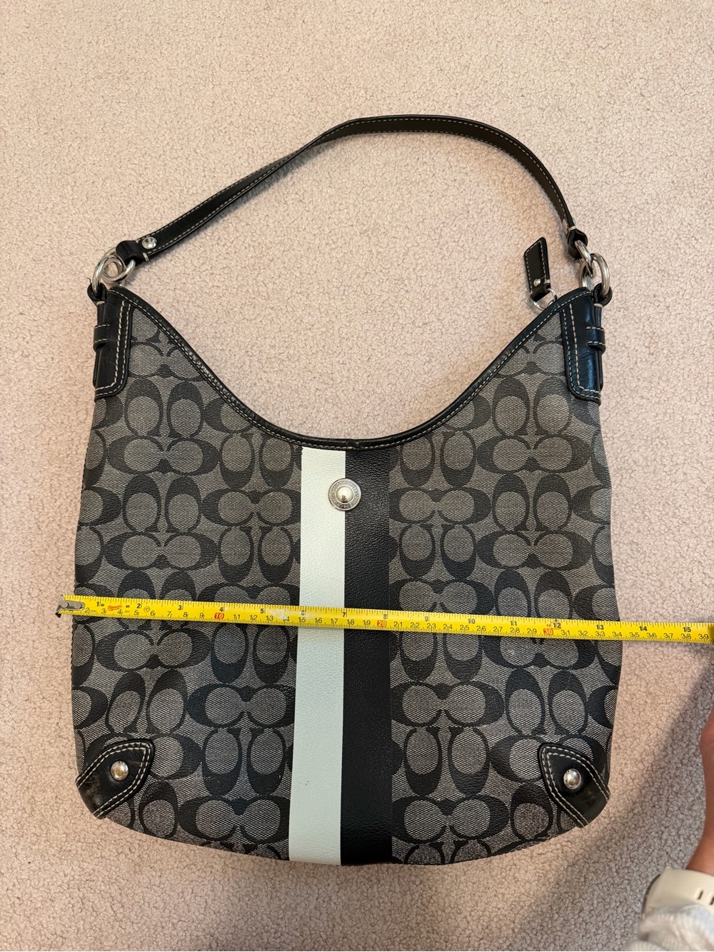 Coach Signature Stripe Hobo Shoulder Bag - Picture 11 of 12